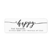 HAPPY Script Kerstvakantie Retour Adres Etiket (Voorkant)