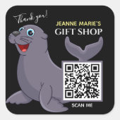 Happy Seal Dank u QR Code Square Sticker (Voorkant)