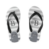 Happy Seal en Grey Stripes Monogram Kind Kinder Teenslippers (Voetbed)