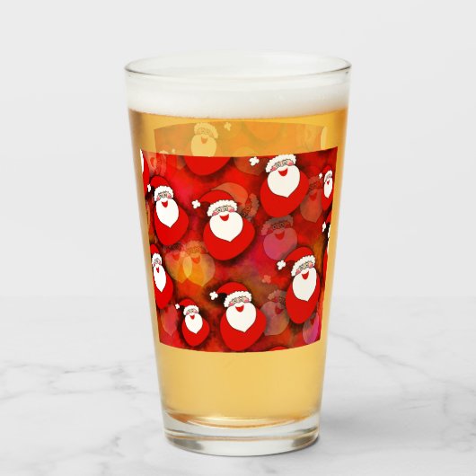 Happy Seamless Santa Claus Pattern Glas (Voorkant gevuld)