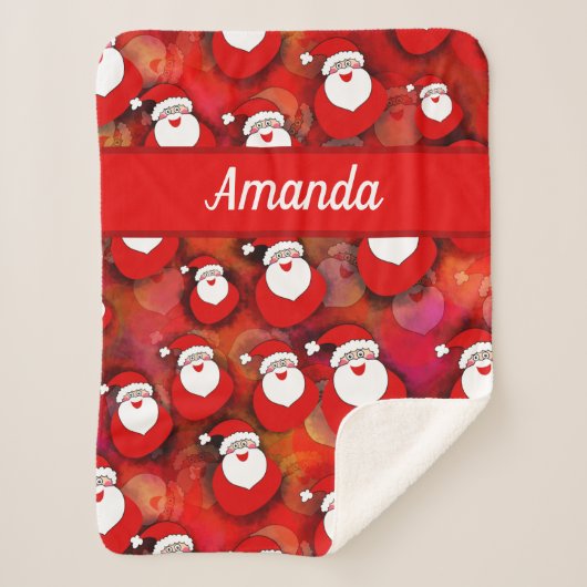 Happy Seamless Santa Claus Pattern Sherpa Deken (Voorkant)