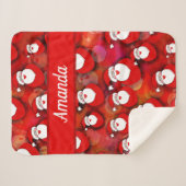 Happy Seamless Santa Claus Pattern Sherpa Deken (Voorkant (horizontaal))