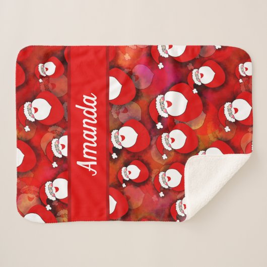 Happy Seamless Santa Claus Pattern Sherpa Deken (Voorkant (horizontaal))