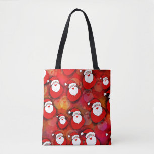 Happy Seamless Santa Claus Pattern Tote Bag