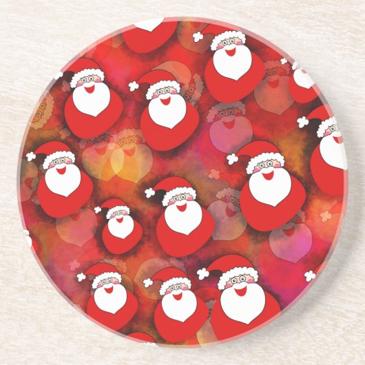 Happy Seamless Santa Claus Pattern Zandsteen Onderzetter (Voorkant)