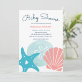 Happy Seashore | Beach Seashells Baby shower Kaart (Staand voorkant)