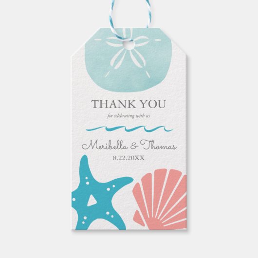 Happy Seashore | Beach Seashells Weddenschap Bedan Cadeaulabel (Voorkant)