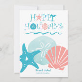 Happy Seashore | Kerstmis met tropische beach Seas Feestdagenkaart (Voorkant)