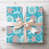 Happy Seashore | Nautical Beach Seashell Kerstmis Cadeaupapier