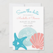 Happy Seashore | Nautical Beach Seashell Weddensch Save The Date (Voorkant)