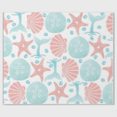 Happy Seashore | Nautisch strandpatroon Kerstmis Cadeaupapier (Vlak)
