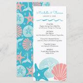 Happy Seashore | Tropical Beach Seashells bruiloft Menu (Voorkant / Achterkant)