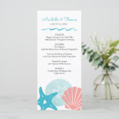 Happy Seashore | Tropical Beach Seashells bruiloft Menu (Staand voorkant)