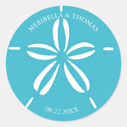 Happy Seashore | Tropische zandband Ronde Sticker (Voorkant)