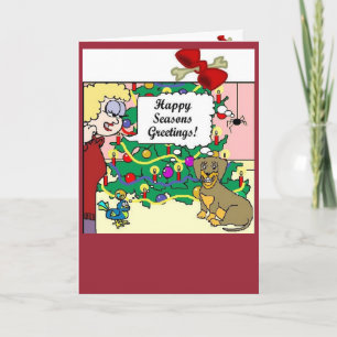 Happy Seasons Groeten met een cartoon verhaal Feestdagen Kaart