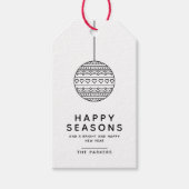 Happy Seasons minimalistisch patroon kerstbal Cadeaulabel (Voorkant)