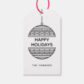 Happy Seasons minimalistisch patroon kerstbal Cadeaulabel (Voorkant)