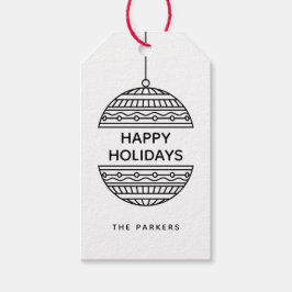 Happy Seasons minimalistisch patroon kerstbal Cadeaulabel