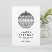 Happy Seasons Wenskaart met trendy kerstbal Kaart (Staand voorkant)