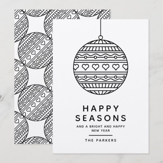 Happy Seasons Wenskaart met trendy kerstbal Kaart (Voorkant / Achterkant)