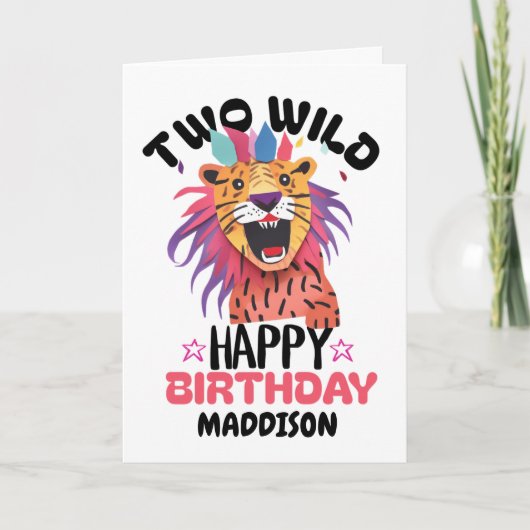 Happy Second Two Wild Safari Themed 2nd Birthday Kaart (Voorkant)