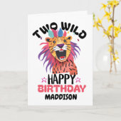 Happy Second Two Wild Safari Themed 2nd Birthday Kaart (Gele Bloem)