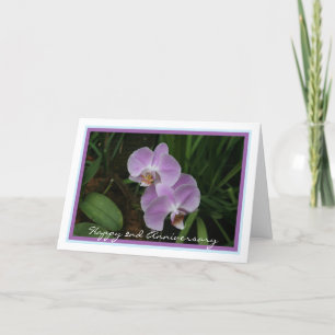 Happy Second Wedding Jubileum met Paarse Orchids Kaart