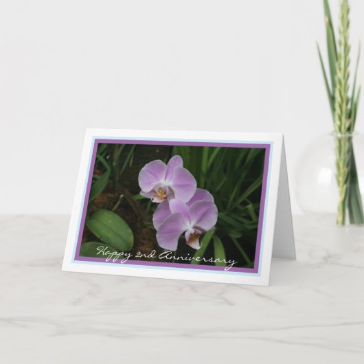 Happy Second Wedding Jubileum met Paarse Orchids Kaart (Voorkant)