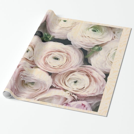 HAPPY SEED WRAPPING BLEKE PINK ROSES GIFT WRAPPING CADEAUPAPIER (Uitgerold)