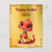 Happy Seollal Jaar van het Snake Korean Briefkaart (Voorkant)