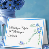 Happy September 35th Birthday Blauwe Aster Bloemen Kaart