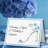 Happy September 65th Birthday Blauwe Aster Bloemen Kaart