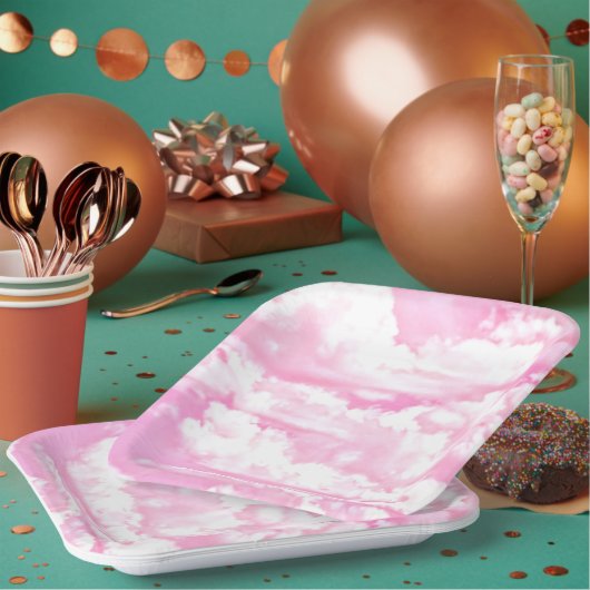 Happy Serene Pink Clouds-decor Papieren Bordje (Multi)