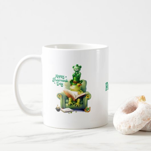 Happy Shamrock Day Groene Teddybeer en Kikker Koffiemok (Met donut)