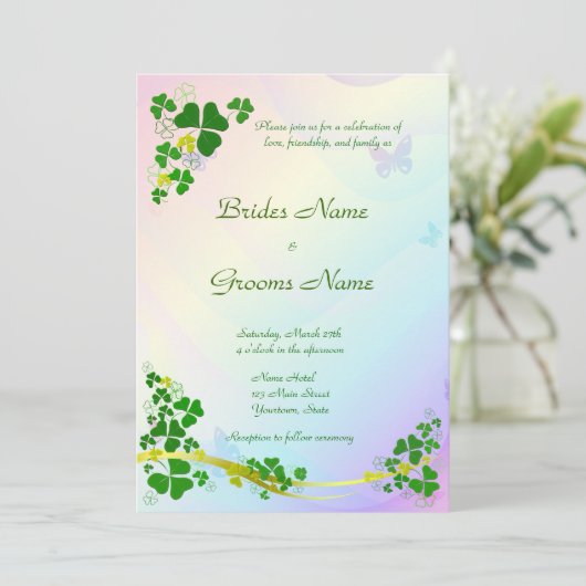 Happy Shamrock Wedding Uitnodiging (Staand voorkant)