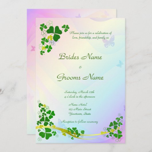 Happy Shamrock Wedding Uitnodiging (Voorkant / Achterkant)