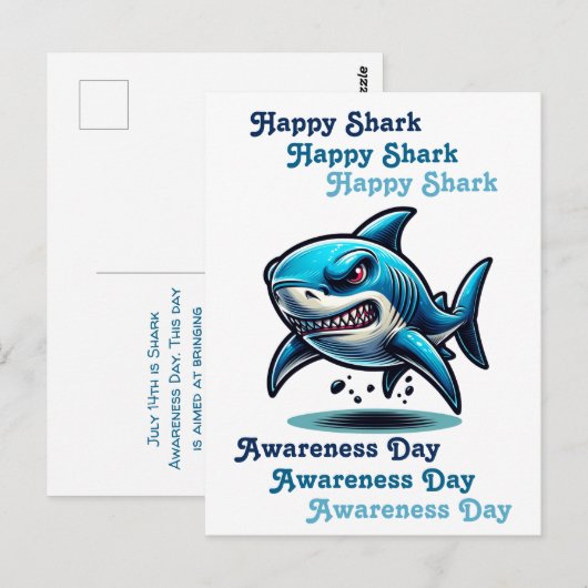 Happy Shark Awareness Day | 14 juli Briefkaart (Voorkant / Achterkant)