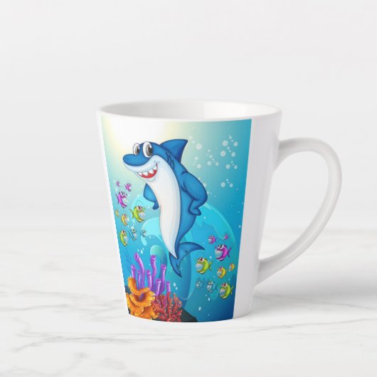 Happy Shark Cartoon-23685 Latte Mok (Rechts)