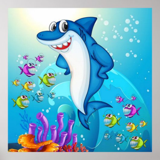 Happy Shark Cartoon-23685 Poster (Voorkant)