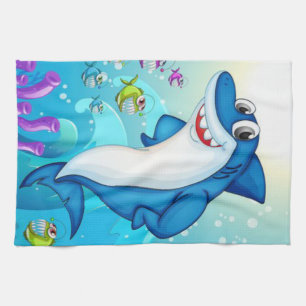 Happy Shark Cartoon-23685 Theedoek