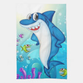 Happy Shark Cartoon-23685 Theedoek (Verticaal)