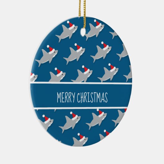 Happy Shark Pattern Merry Kerstmis Ornament (Rechts)