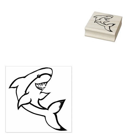 Happy Shark Rubberstempel (Gestempeld)