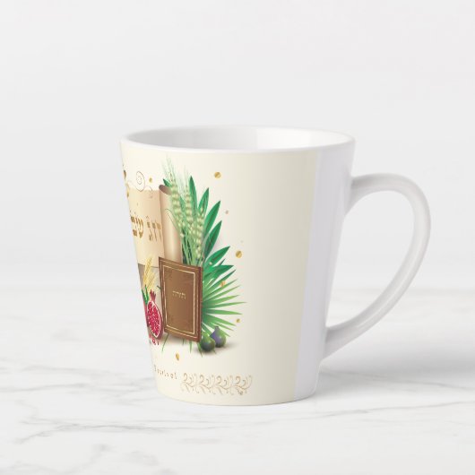 Happy SHAVUOT decoratief ornament joodse vakantie Latte Mok (Rechts)