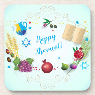 Happy SHAVUOT decoratief ornament zeven soorten Bier Onderzetter