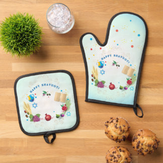 Happy SHAVUOT decoratief ornament zeven soorten Ovenwant & Pannenlap Set