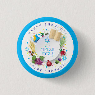 Happy SHAVUOT decoratief ornament zeven soorten Ronde Button 3,2 Cm