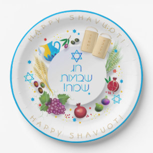Happy SHAVUOT decoratief siermiddel zeven soorten Papieren Bordje