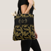 Happy Shavuot Feast Weeks Hebreeuws Gold op Black Tote Bag (Dichtbij)