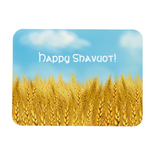 Happy Shavuot Gouden Tarwe Veld Blauwe lucht Fine  Magneet (Horizontaal)